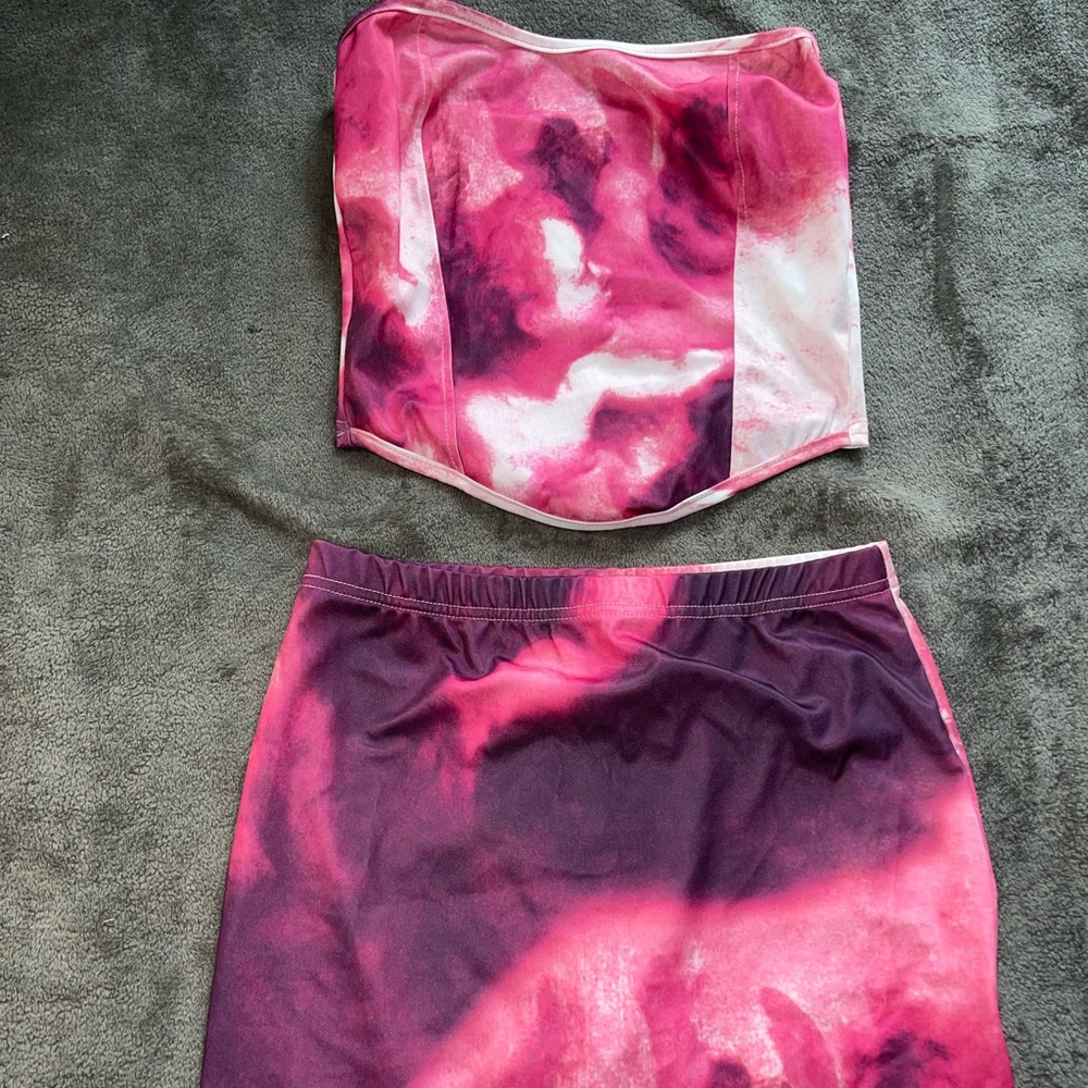 Pink multicolor two piece set